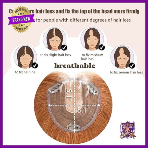 Silk Base Clip-In Hair Topper 12 Inch for Volume & Thinning Hair main image 4